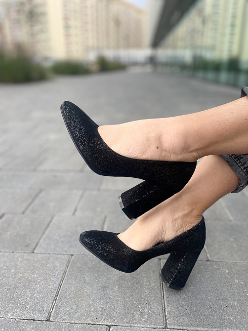 Nivelle Туфлі жіночі NIVELLE чорний/срібні натуральна замша каблук 9 см (1592/8051-8045) Коломыя - изображение 5