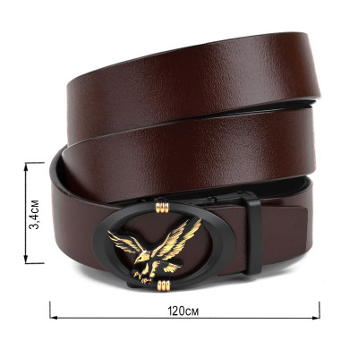 Ремень Vintage Мужской с пряжкой автомат с силуэтом орла Коричневый (20298) Винница - изображение 3