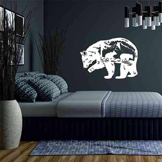 Декоративне настінне Панно «Ведмідь», Декор на стіну 70*50 см, Білий Київ