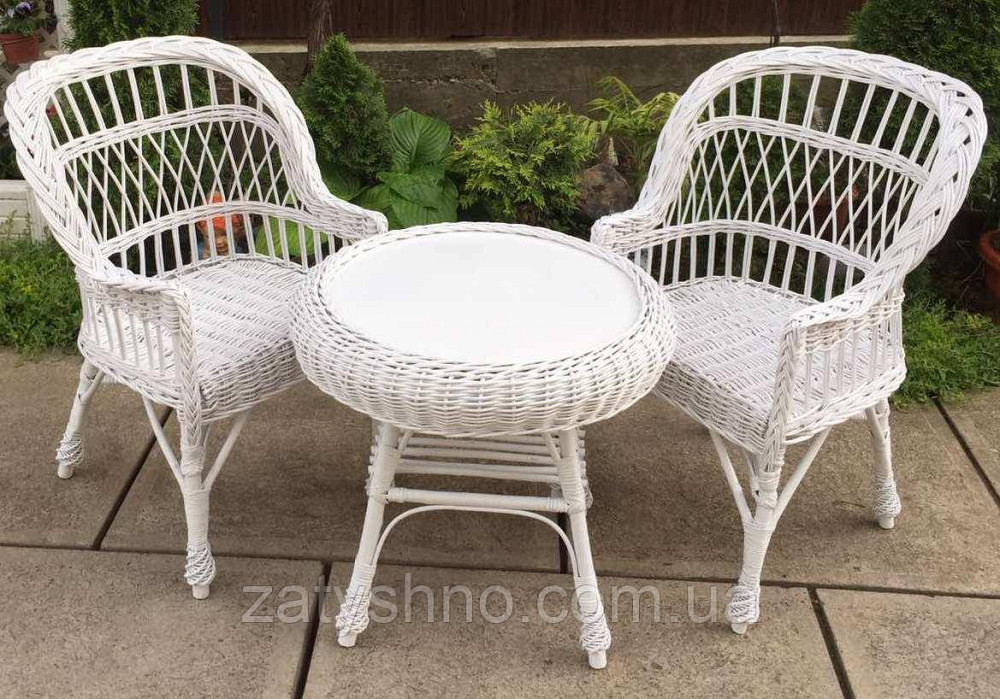 Білі плетені меблі|  Комплект плетених меблів | меблі з лози з журнальним столом Київ - фото 1