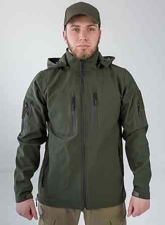 Чоловіча тактична куртка демісезонна Soft Shell з капюшоном (Оливковий) M Вінниця