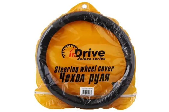 Оплітка на кермо шкіра S inDrive IDL-27007-S чорний (червона нитка, чохол на блискавки) Вінниця