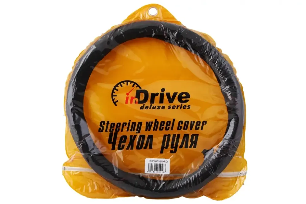 Оплітка на кермо шкіра S inDrive IDL-27007-S чорний (червона нитка, чохол на блискавки) Вінниця - фото 2