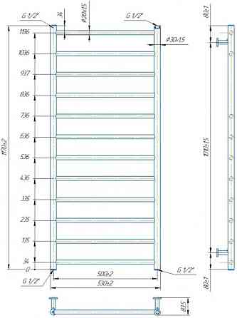 Водяной полотенцесушитель Mario INOX Флет 1170х530/500 Киев