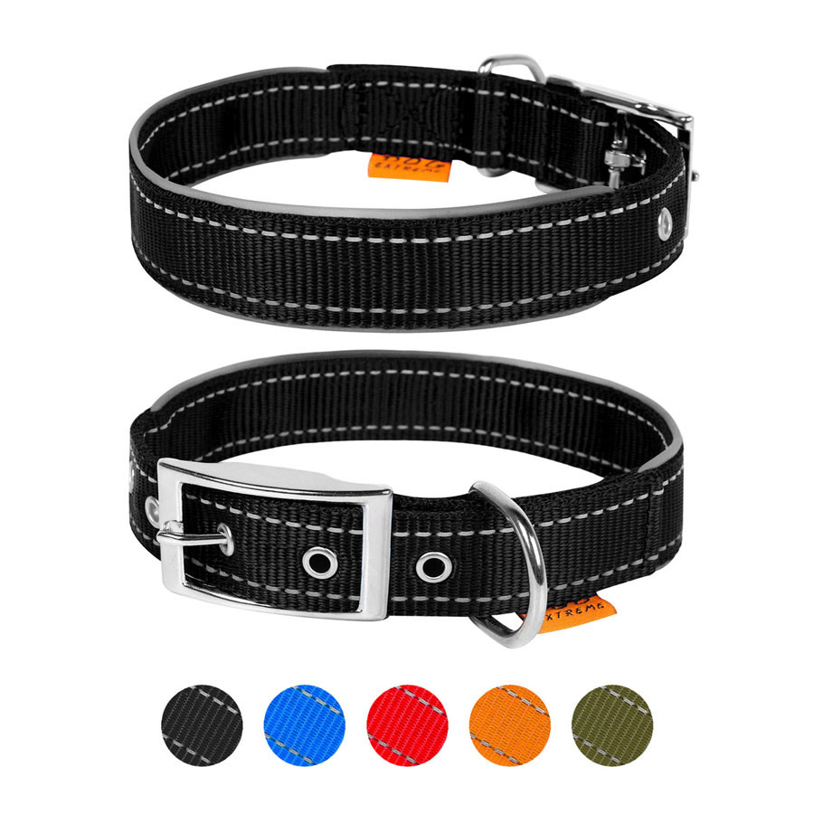 Нашийник "Dog Extreme" з нейлону, подвійний зі світловідбиваючою вставкою (ширина 40мм, довжина Коломыя - изображение 1