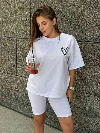 Футболка и велосипедки женские кулир Белый XL/2XL Харьков