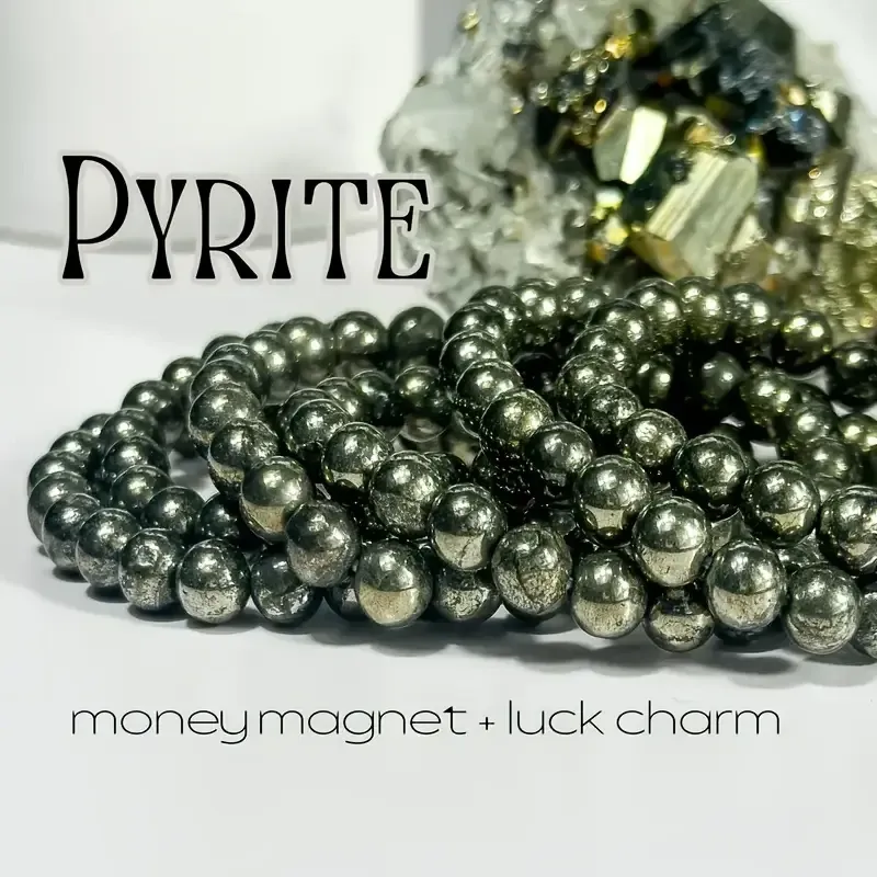 Браслет из пирита 8 мм, длина 19 см — эластичный браслет из натурального камня Киев - изображение 4