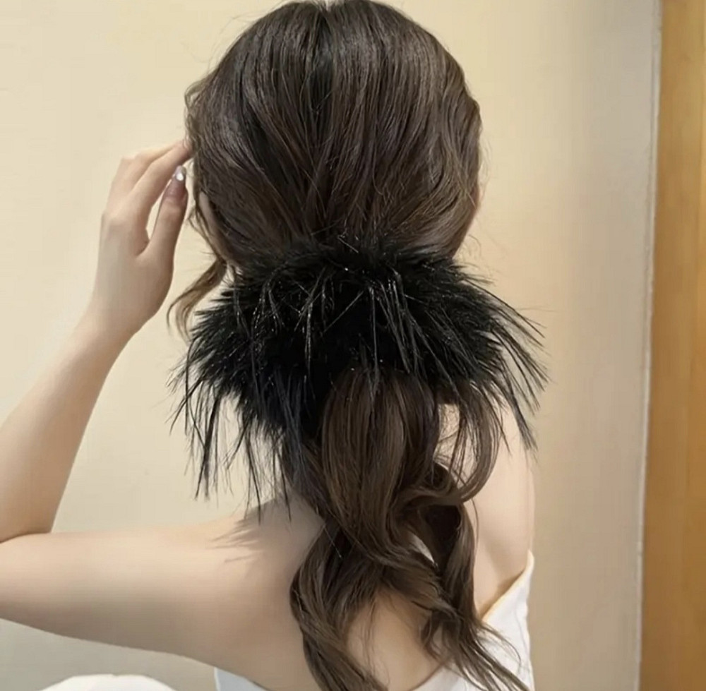 Гумка для волосся пухнаста Чорний Смела - изображение 1