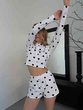 Женская стильная домашняя принтованная пижама качественный кулир Белый, 44/46 Одесса