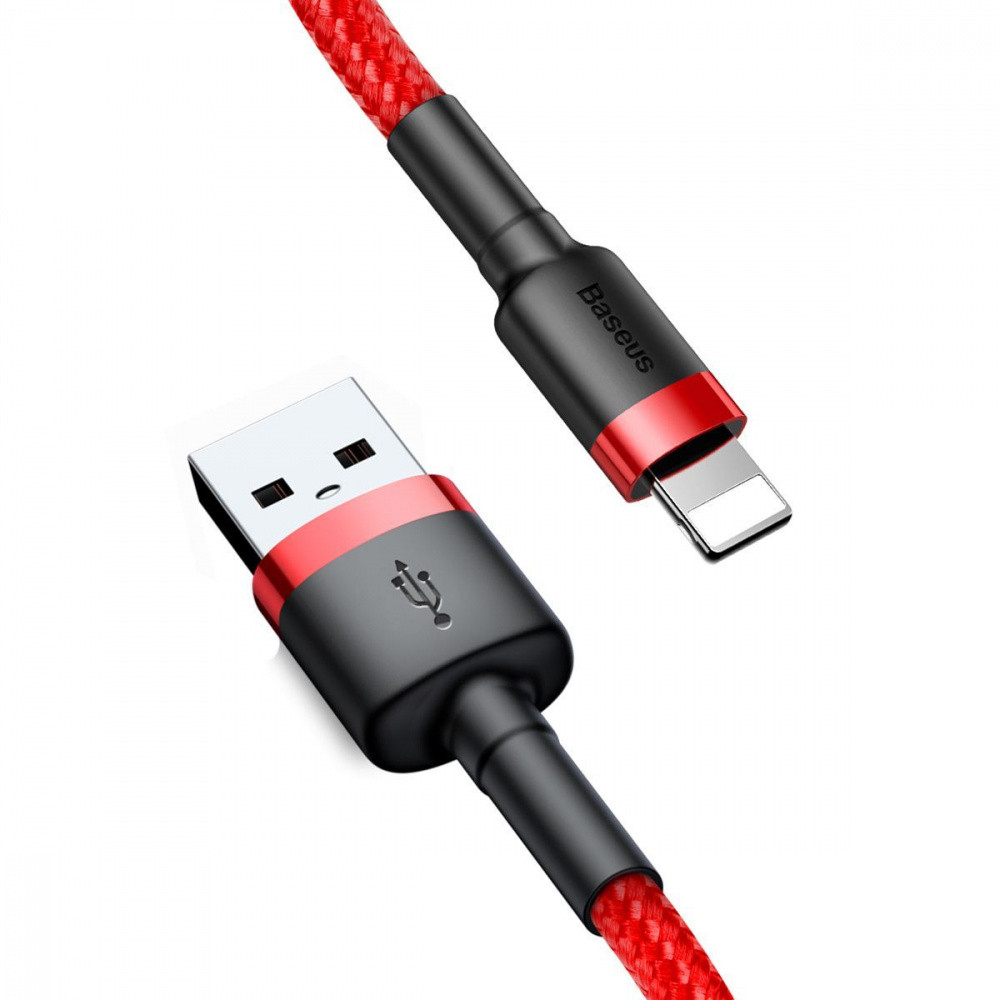 Кабель Baseus Cafule Lightning 2.4A 0.5м червоно-чорний Львів - фото 7