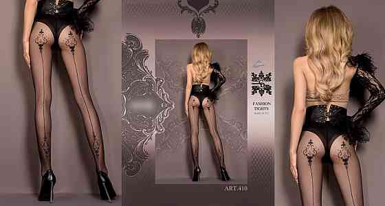 Колготки черные Ballerina's Secret с орнаментом на задней части, L/XL Sex Aura Киев