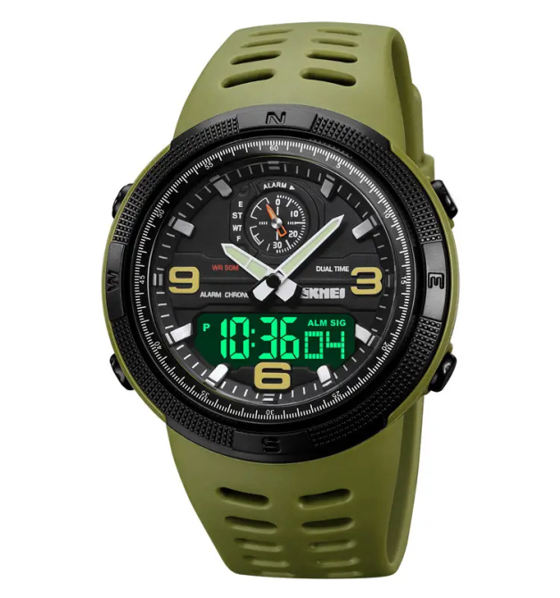Мужские спортивные часы Skmei 1655 (Зеленый с черным табло) Винница - изображение 4