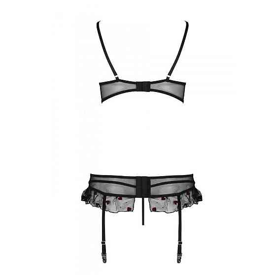 Сексуальний комплект з поясом для панчіх Passion LOVELIA SET XXL/XXXL, black Sex Aura Київ