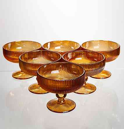 Набір креманок на ніжці 6 штук 340 мл скляні Бурштиновий Yiwu HP-19-212 Коломыя