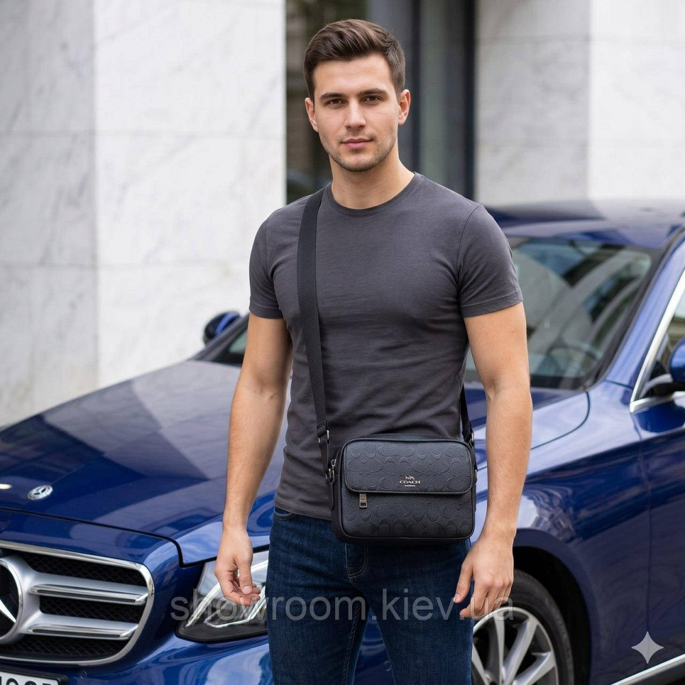 Чоловіча брендова барсетка, сумка Coach (2514) чорна Київ - фото 6