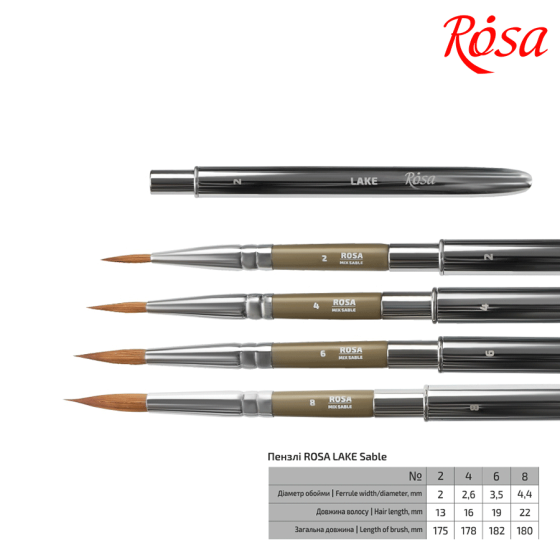 Пензель мікс соболь-синтетика круглий TRAVEL BRUSH LAKE 178 №2  коротка ручка ROSA Київ