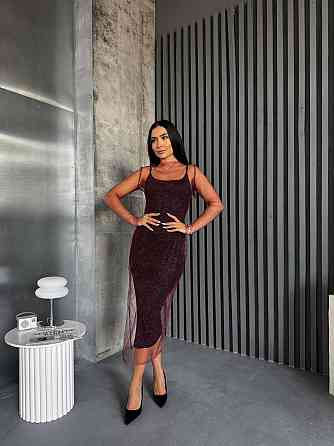 Жіноча елегантна вечірня мідіплаття віскоза та сітка змійка Бордовий, 46/48 Одеса