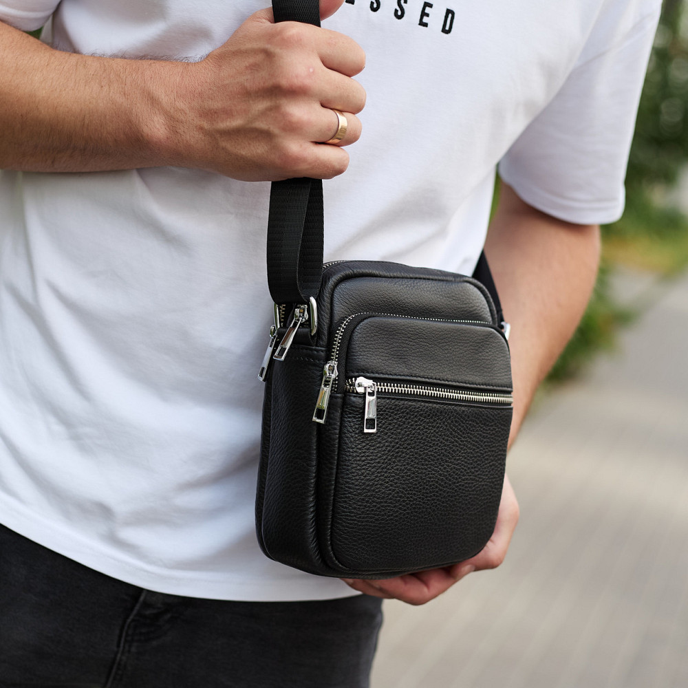 Чорна чоловіча шкіряна барсетка для щоденного використання Київ - фото 7