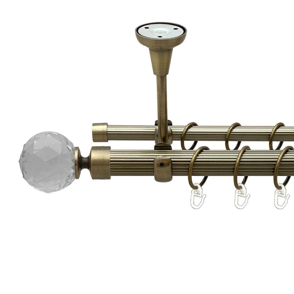 Карниз Orvit Люміера металевий дворядний відкритий до стелі рифлена труба кільце металеве Антик 25\16 мм 200 Львов - изображение 1