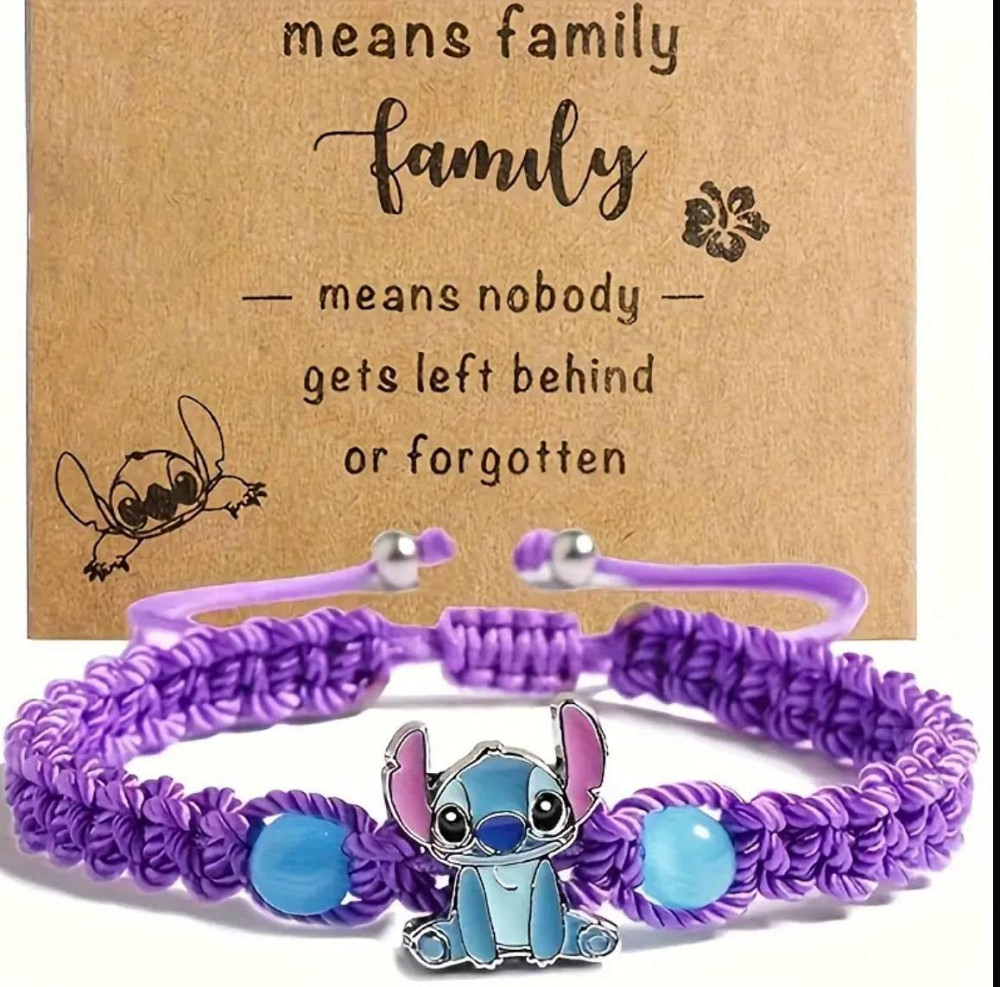 Плетёный браслет Стич фиолетовый Киев - изображение 1