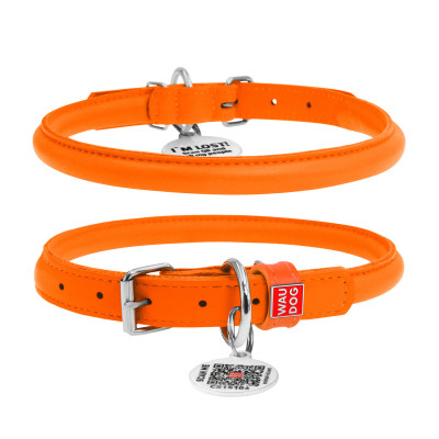 Ошейник для животных WAUDOG Glamour с QR паспортом, круглый, M оранжевый (35064) Винница - изображение 1