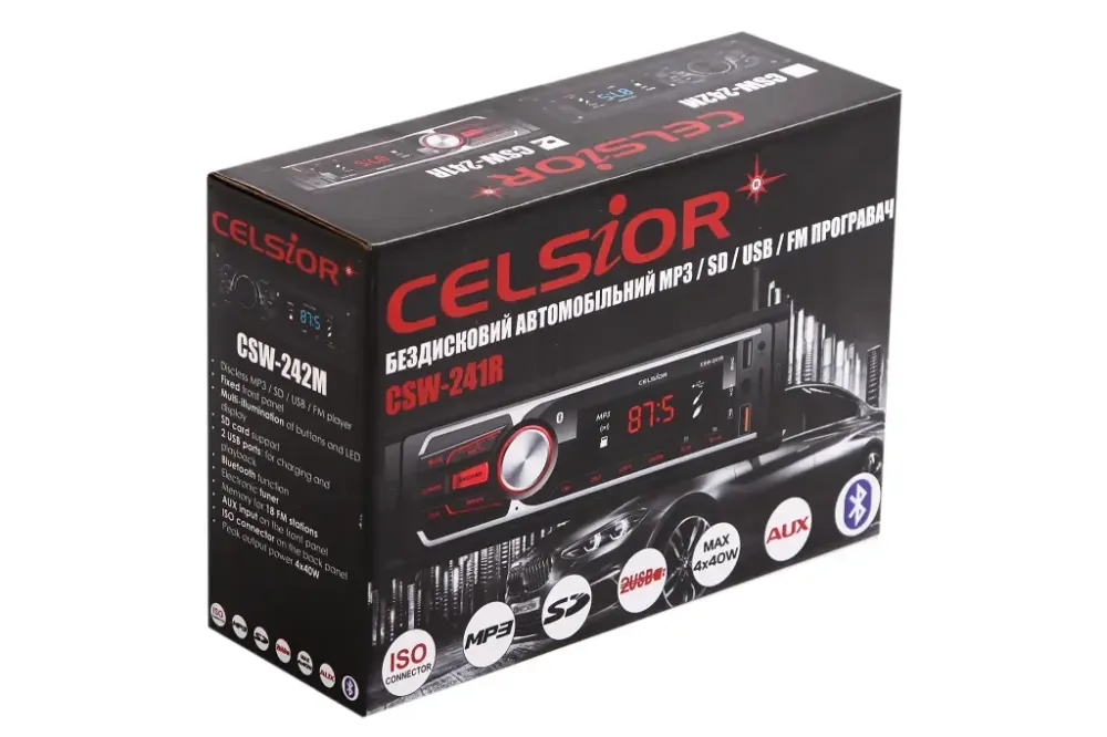Автомагнітола Celsior CSW- 241R Red BT/USB+USB Charge/MicroSD/ISO/доп. розєм (без радіатора) Вінниця - фото 5
