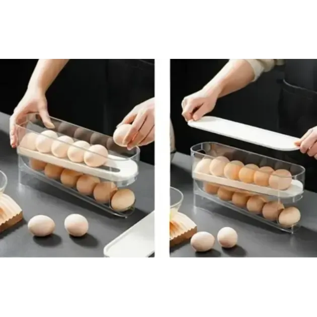 Подставка-органайзер для хранения яиц двухслойная с автоматическим качением Коломия - фото 3