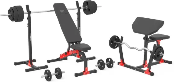 Тренажер Marbo Спорт Zestaw Mh9_121kg_Kier Лавка Dwustronna + Stojaki Regulowane Scotta Gryfów I Obciążeń Киев