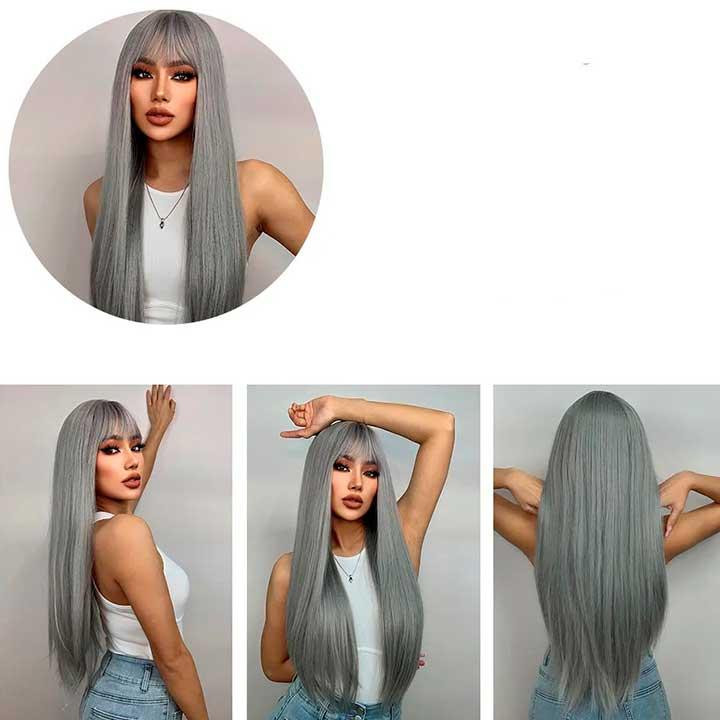 Перука рівна аніме з довгим чубчиком "Шатенка" - 70см - Каштановий Вінниця - фото 8