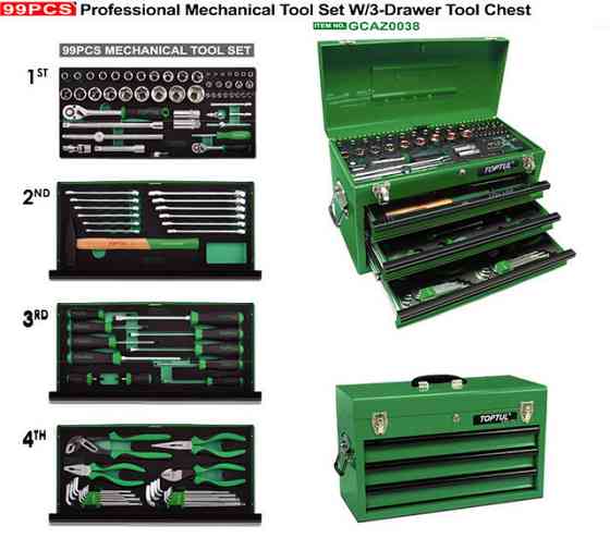 Ящик с инструментом TOPTUL 3 секции 99 ед. GCAZ0038 Одесса