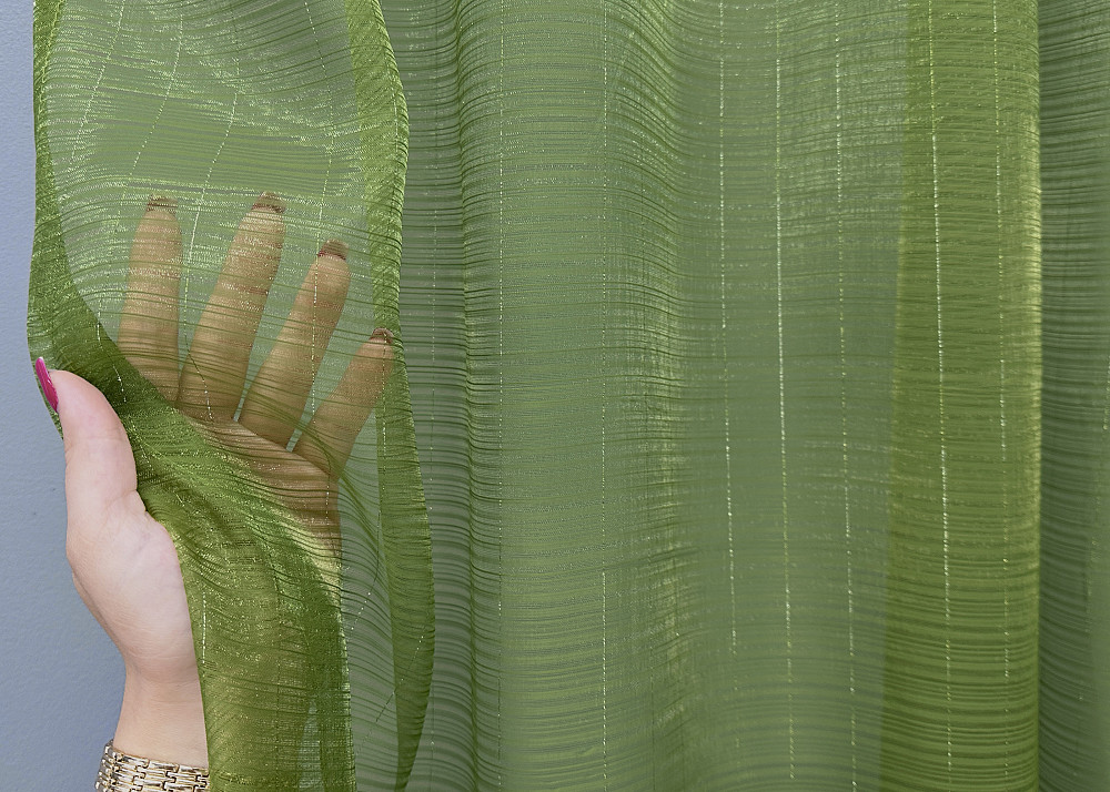 Тюль органза однотонная с люрексом цвет оливковый 006т Киев - изображение 2