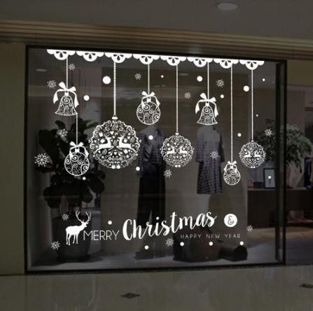 Новорічні наклейки для вікон силіконові 50 на 70 см білий Київ - фото 6