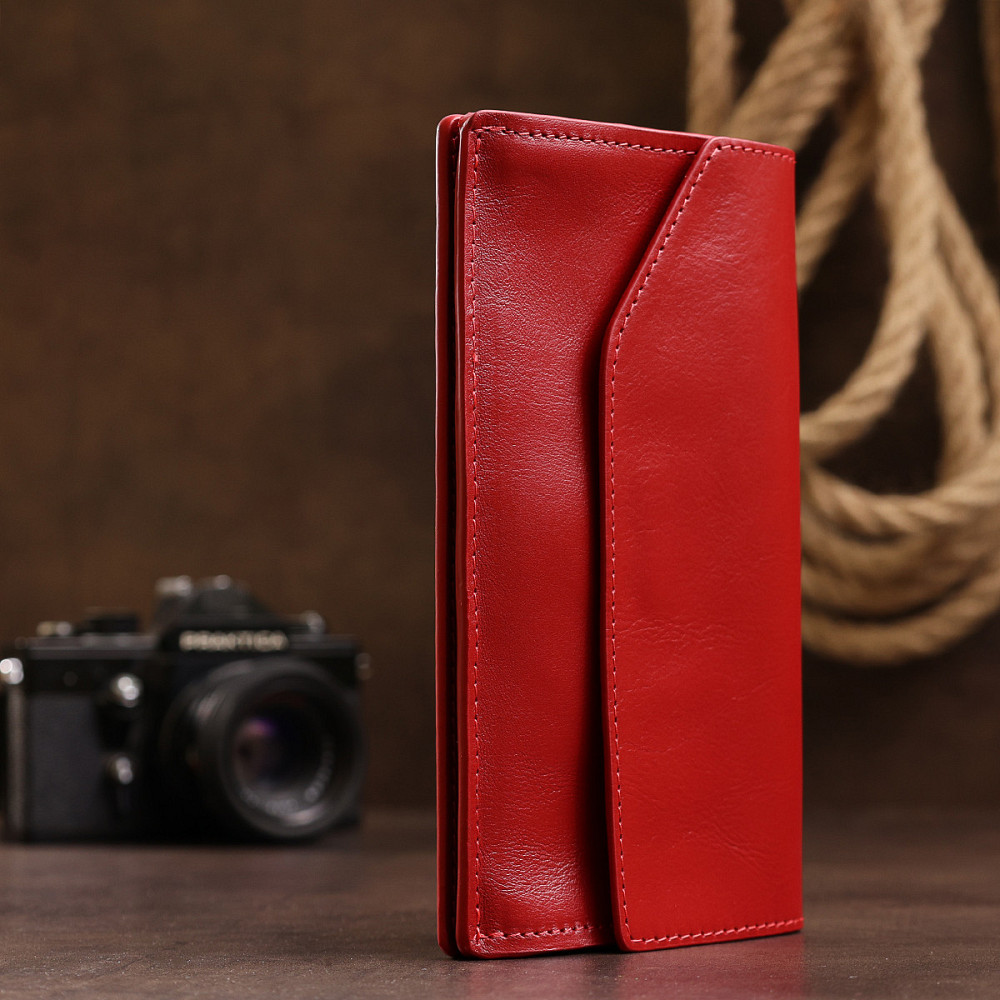 Шкіряне містке жіноче портмоне GRANDE PELLE 11550 Червоний Київ - фото 7