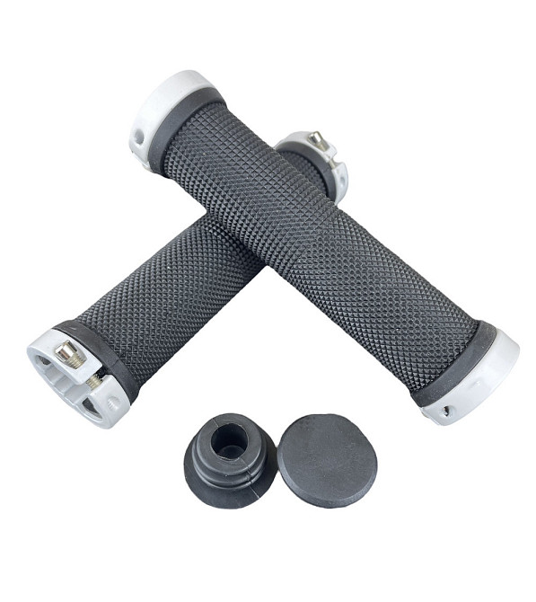 Грипсы 130mm Черные BilaLock с двумя замками (Ручки на руль велосипеда) Черные Белый Бровары - изображение 1