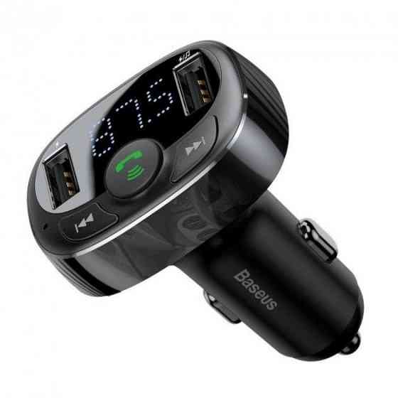 FM-модулятор трансмиттер Baseus T-Typed + bluetooth (2USB) CCTM-01 Black Вінниця