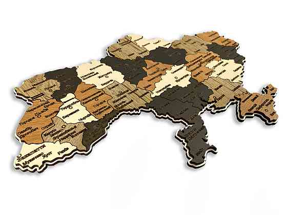 Карта Украины из натурального дерева на стену 33х23 см, карта Украины на подарок Каменец-Подольский