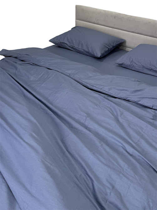 Ecotton Комплект постільної білизни Ecotton двоспальний 180х215 см сатин однотонний синій Singl Коломия - фото 5