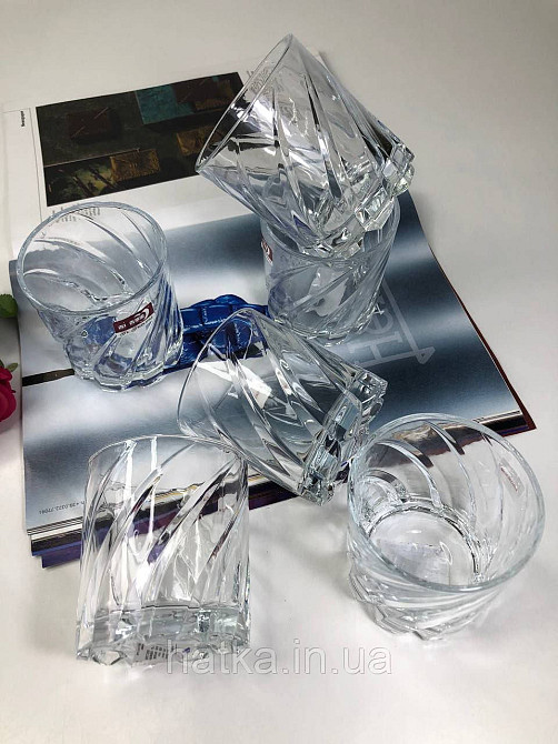 Набір склянок для віскі OLens "Хвиля" ОБЕРТАЮТСЯ  280 мл 6 шт. прозоре скло для дому та ресторанів 102-476 Київ - фото 3