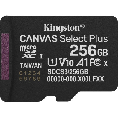 Карта пам'яті Kingston 256GB microSDXC class 10 UHS-I U3 V30 A1 Canvas Select Plus (SDCS3/256GBSP) Вінниця - фото 1