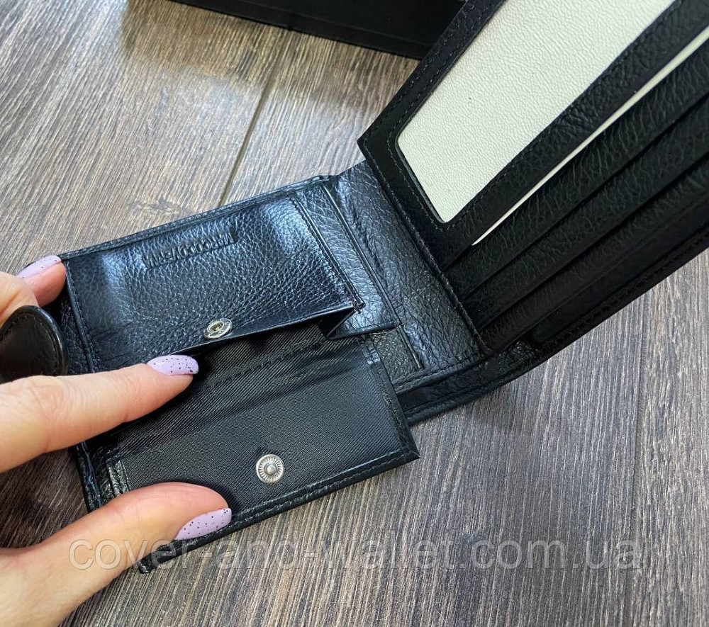 Шкіряний чоловічий гаманець подвійного складання для грошей та карток Marco Coverna M 103 Київ - фото 4