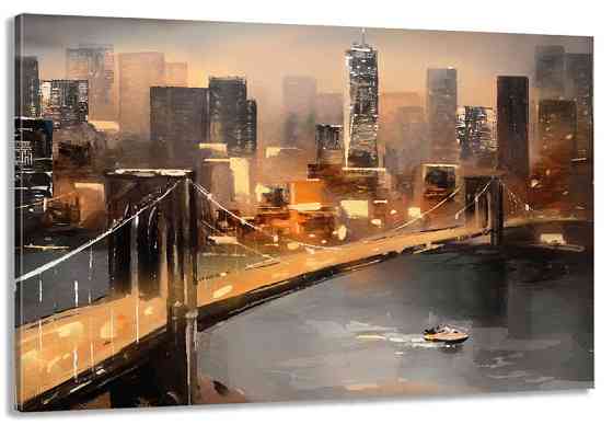 Модульна картина у вітальню / спальню Бруклінський міст   MLP_188  ( 60х30см ) 90х180см Київ