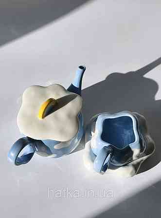 Чашка з блюдцем хмаринкою кераміка Olens "Біла хмаринка" 380 мл 8030-443 Київ