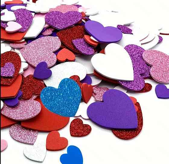 Наклейки у формі серця, самоклеючі наклейки серця, барвисті блискучі серця, набір 50 штук. декор до дня закоханих Київ