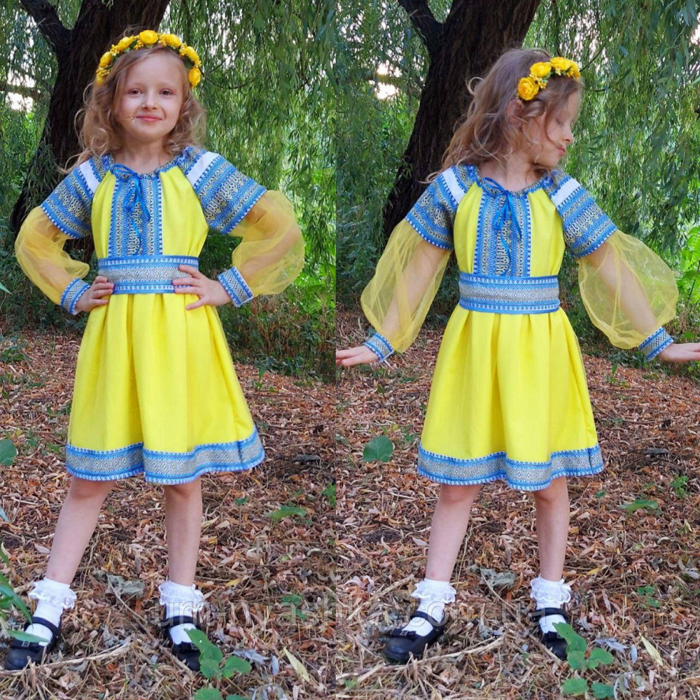 Сукня вишиванка жовто-синя Казкова тканна Кривий Ріг - фото 2