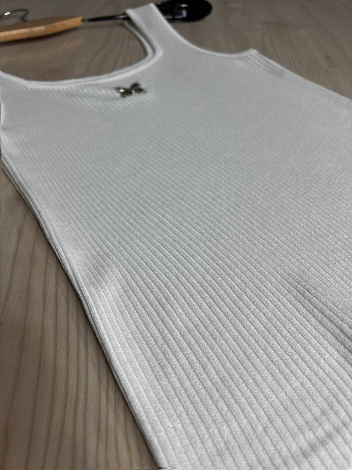 Майка женская A-N 2206 в рубчик с бабочкой, белый, one size Киев - изображение 7