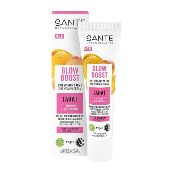 БІО-Крем вітамінний Glow Boost 3в1 Ефект для обличчя з фруктовими АНА-кислотами SANTE 30 мл Київ