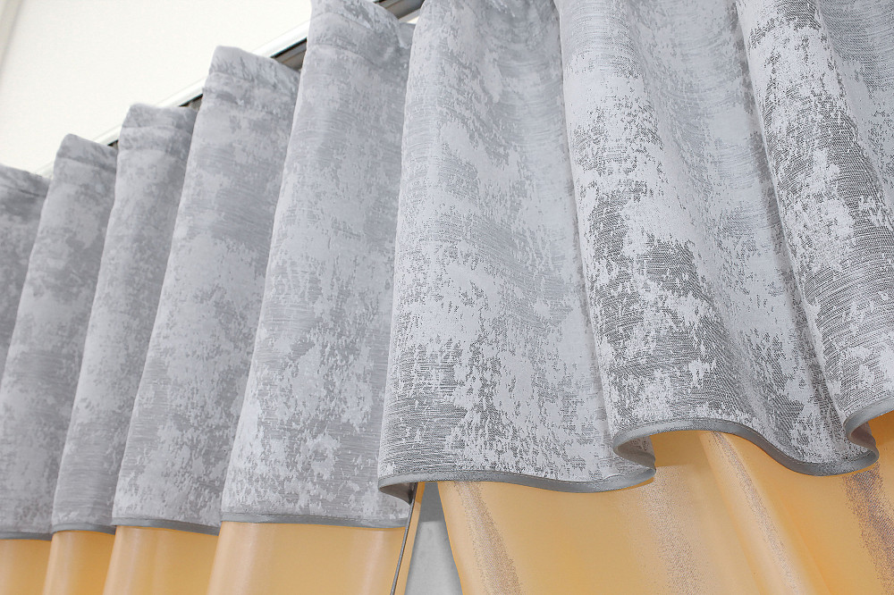 Кухонные шторы VR-Textil № 073к с ламбрекеном и подхватами персиковый с серым 270х170 см (52-0203) Киев - изображение 4