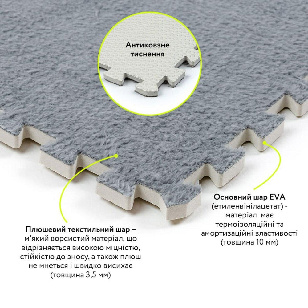 Плюшевый коврик-пазл светло-серый Киев - изображение 3