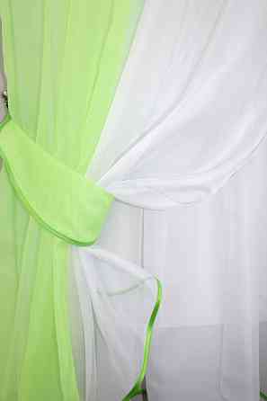 Кухонний комплект VR-Textil № 038к шторки і тюль салатовий з білим 280х170 см (50-468) Київ