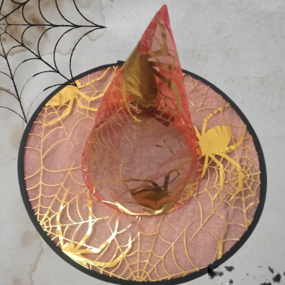 Шапка Хэллоуин с пауками и паутиной one size красно-золотистый Киев